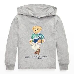 Polo by Ralph Lauren Grey Hoodie with Polo Bear Graphic size 4T